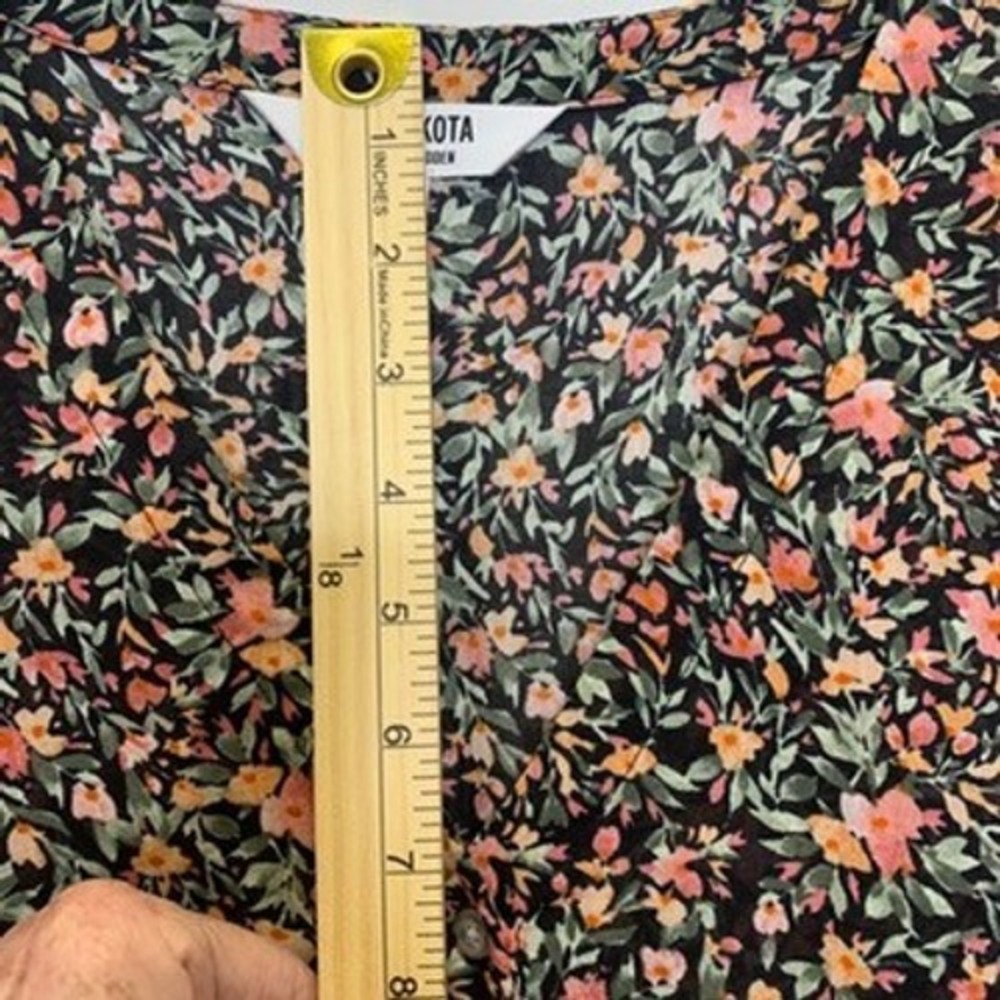 BB Dakota Steve Madden Floral Cotton Maxi Dress XS Black Pink Tiered V-Neck Boho - Picture 15 of 16